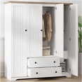 thumbnail image 4 of JERFIT White 4 Door Wardrobe Armoire Closet with 2 Drawers, Freestanding Storage Cabinet with Hanging Rod, Shelves for Bedroom, Hallway, 4 of 10
