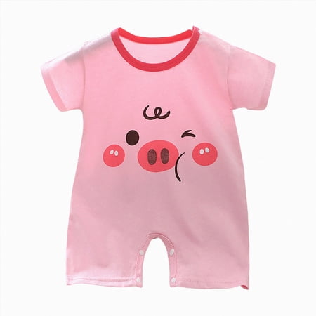 Toddler Romper Baby Boy One-Piece Infant Girl Cotton Preemie Baby Cotton Double Button Climbing Suit 3-6 Months Jumpsuits Watermelon Red