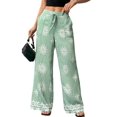 thumbnail image 2 of Women Lazy Style Printed Wide Leg Pants Elastic High Waist Side Pockets Loose Fit Casual Trousers Flower Color L, 2 of 8