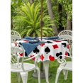 thumbnail image 4 of Round Outdoor Tablecloth With Umbrella Hole And Zipper– Poker Game Texture Waterproof Patio Table Cover for Party, Picnic, Backyard, 60" Dia. , Red Black Casino Pattern, 4 of 8