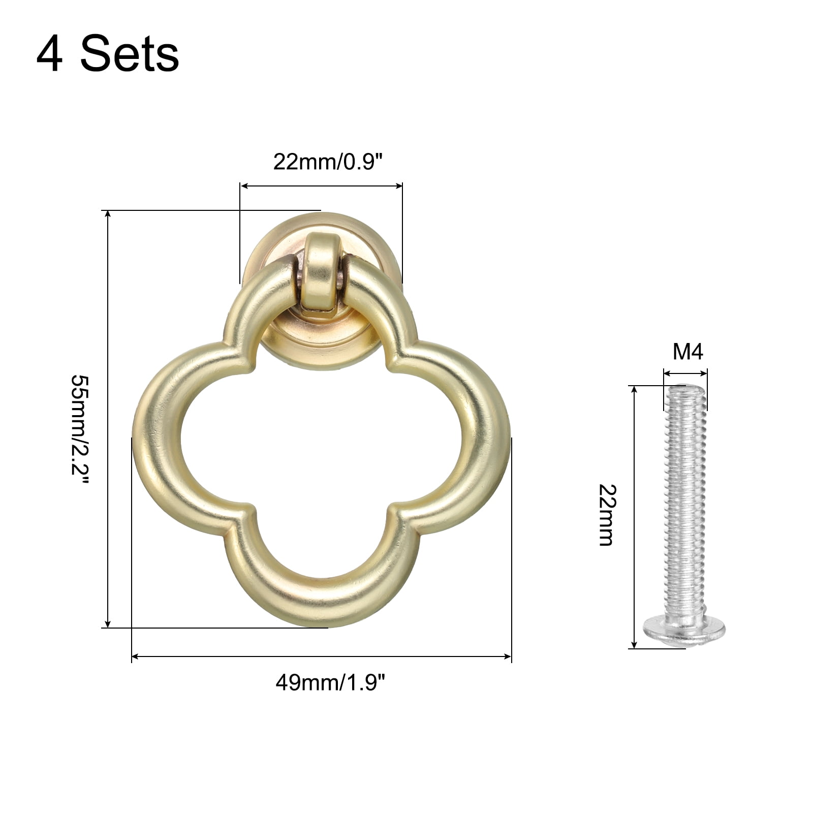 Unique Bargains Flower Ring Dresser Handles with Screws Zinc Alloy Copper 4 Sets