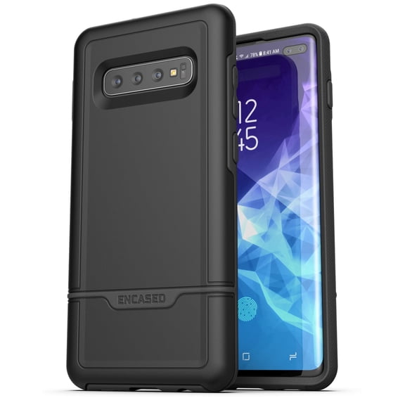 Encased Heavy Duty Galaxy S10 Plus Protective Case (2019 Rebel Armor) Military Grade Full Body Rugged Cover (Samsung Galaxy S10 ) Black