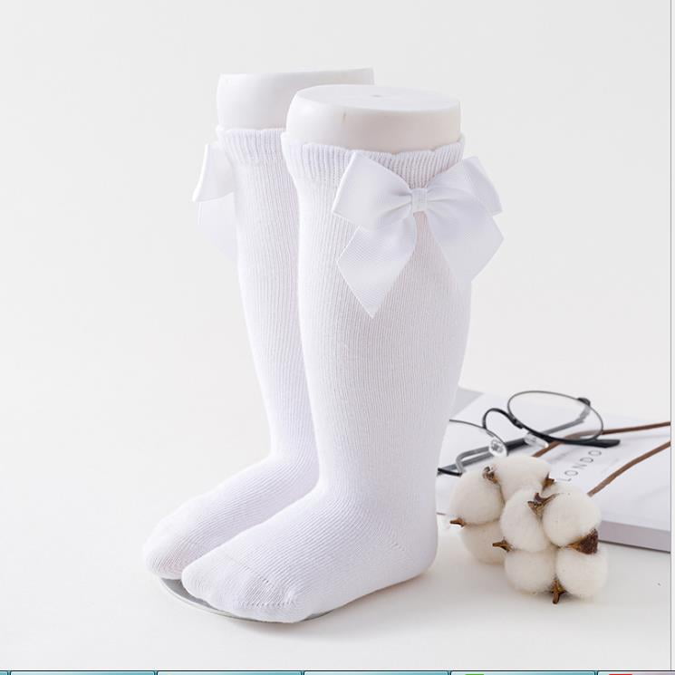 Baby Girls Socks Knee High with Bows Cute Long Leg Socks Cotton Warmer 