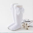 thumbnail image 4 of ITFABS Baby Girls Cotton Long Socks Solid Color Big Bow Knee High Lacework Princess Floor Stocking, 4 of 6
