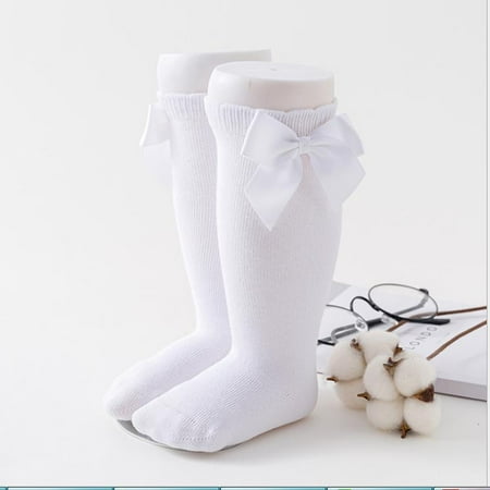 

Kiapeise Baby Socks Solid Color Cotton Socks Cute Breathable Long Tube Socks for Girls 0-7 Years