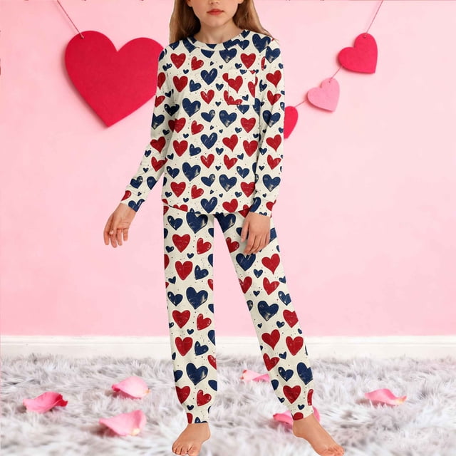 Conjuntos de blusa y camisa de manga larga con cuello redondo para niños y niñas de 5 a 14 años con estampado y bolsillo. Conjunto de top y pantalón de manga larga.