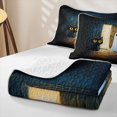 thumbnail image 4 of Feelyou Cartoon Ghost Black Cat Twin Quilt Set, Spooky Cabin Animal Twin Coverlet Set, Dark Teal Amber, 2-Piece, 1 Comforter and 1 Pillowcase, 4 of 7