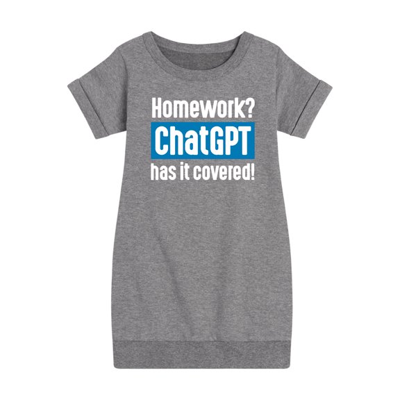 Instant Message - Homework ChatGTP Has It Covered - Toddler And Youth Girls Fleece Dress