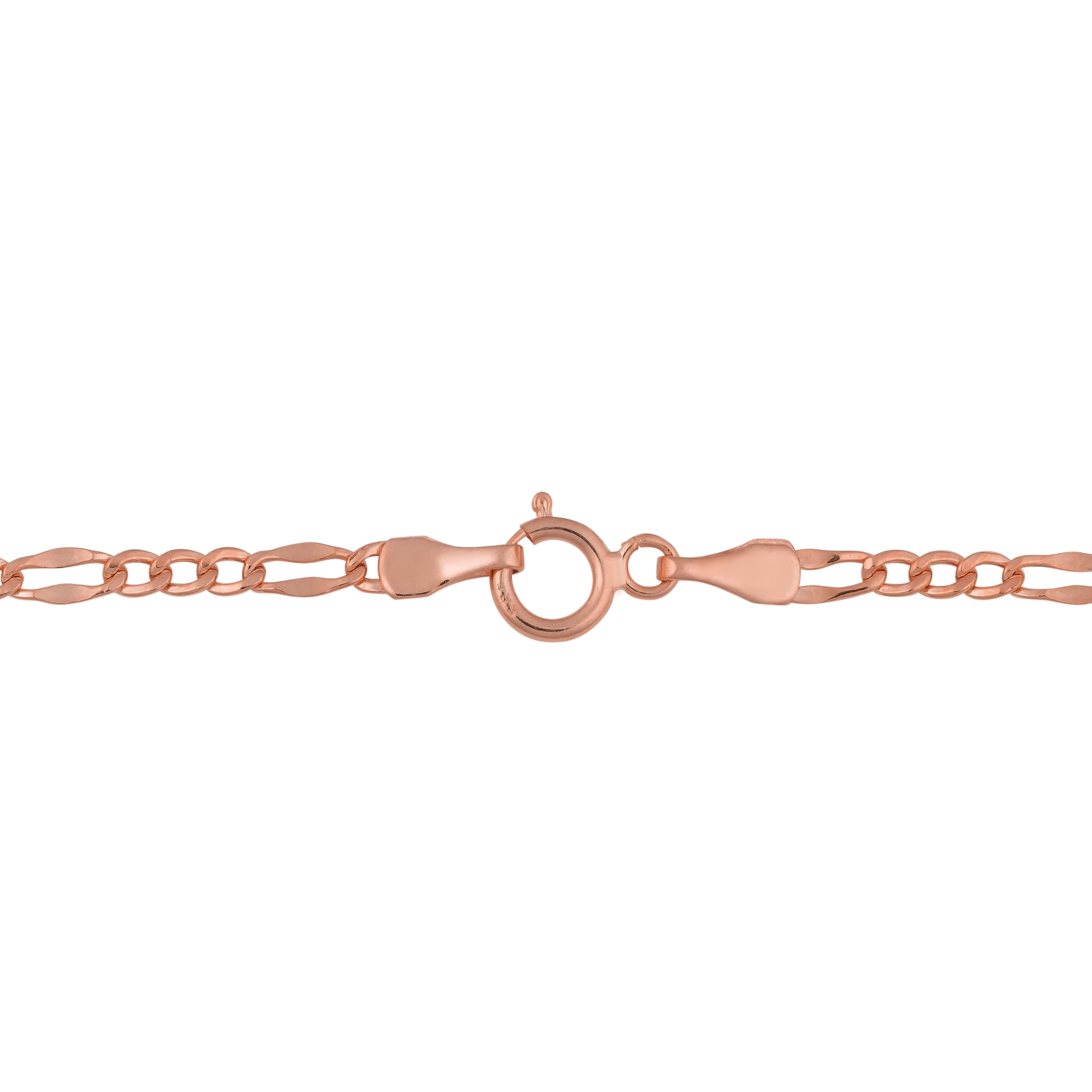 KoolJewelry 14k Rose Gold Figaro Link Chain Anklet (2.3 mm, 10 inch)