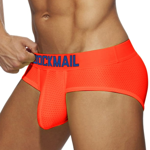 CAICJ98 Mens Underwear Men's Underwear Briefs Pack Sexy Bulge Enhancing  Ball Pouch Low Rise Bikini Briefs for Male Orange,M 