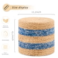 thumbnail image 2 of Tcbosik Natural Water Hyacinth Ottoman, 17.7" Handwoven Round Footstool, Boho Footrest for Living Room, Bedroom, Entryway, Space Saving, Natural & Blue, 2 of 6