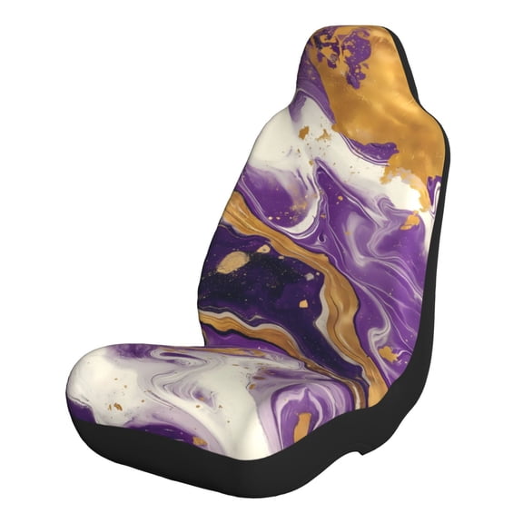 Honeii Purple Gold Marble Swirls for Car Seat Covers Full Set, Seat Covers for Cars, Car Seat Protector Waterproof, Leather Car Seat Cushion-1