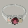 thumbnail image 5 of LBG British Made 9k White Gold Natural Garnet & Opal Womens Statement Ring - 33 size options - Size 6.75, 5 of 6
