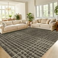 thumbnail image 2 of Hasoo Modern Washable Large 9' x 12' Geometric Grid Area Rug for Living Room Soft Indoor Carpet, Brown, 2 of 7