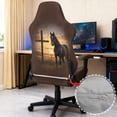 thumbnail image 4 of SCRAWLGOD Cross Horse Print Brown 4 Pcs Gaming Chair Covers Slipcovers with Armrest Covers Breathable Computer Chair Cover Stretchy Gamer Chair Cover Cat Scratch Proof, 4 of 7