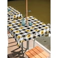 thumbnail image 2 of Outdoor Tablecloth with Umbrella Hole for Patio/Picnic/Party/Camping, Yellow Flowers Checkered Waterproof Table Cloth Square Cover Washable, Black Plaid Farmhouse Art Floral (60"x 60"), 2 of 9