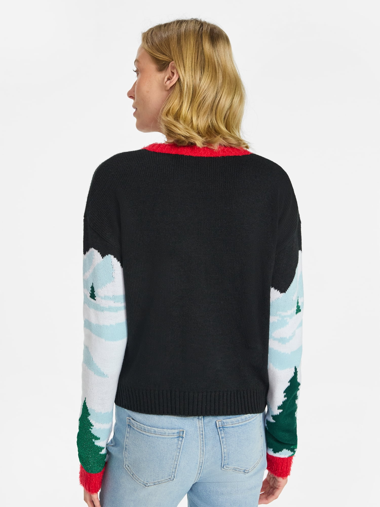 Peanuts Women's Skating Snoopy Embellished Christmas Sweater, Sizes XXS-XXL