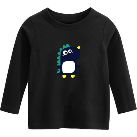 

Boy Girl Long Sleeve Shirts Cotton Cute Dino Pullover Crewneck Sweatshirt Top 3-10 Years Old Kids Clothes (3T Black)