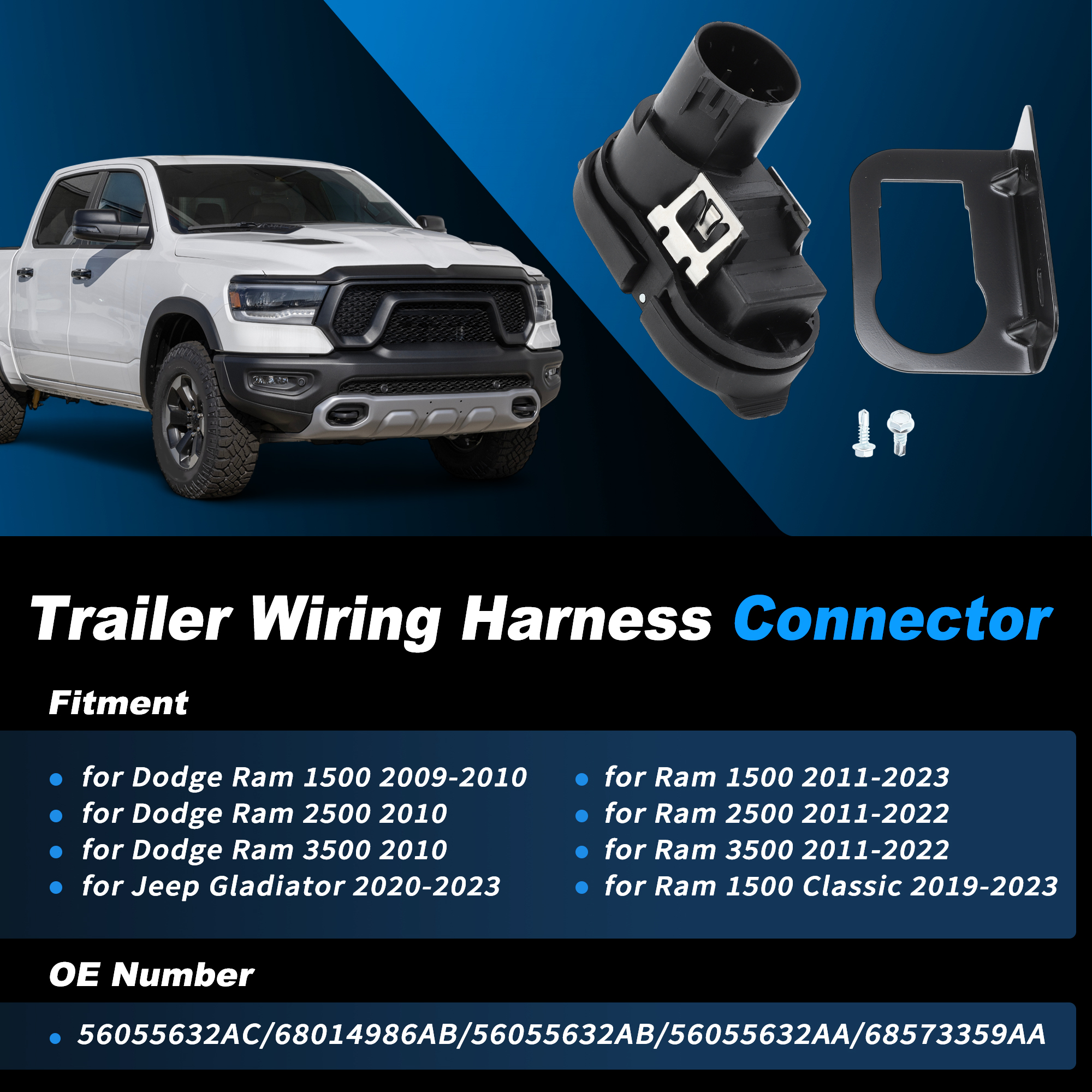 Unique Bargains 7 Way Trailer Wiring Connector Plug for Dodge for Ram 1500 2500 3500