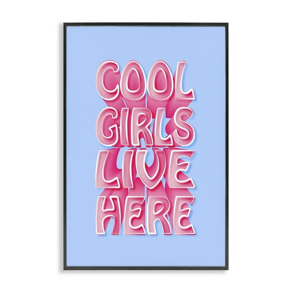 Stupell Industries Cool Girls Live Here Typography Painting Black Framed Art Print Wall Art, 12 x 18