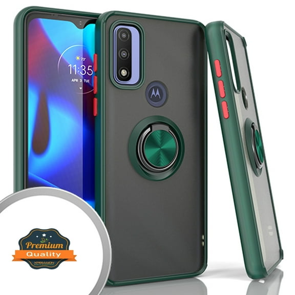 Xpression Case for Motorola Moto G Power 2022 (6.5") Finger Ring Stand Holder Kickstand Hybrid Frosted Matte TPU   PC Frame Shock-Absorption Phone Cover [Green]