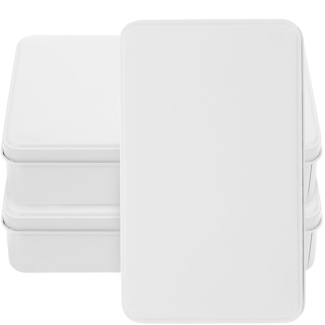 BRIGHTFUFU 3pcs Caja de hojalata pequeña Rectángulo Vacío Caja de hojalata Contaños de hojalata Caja de hojalata con tapa
