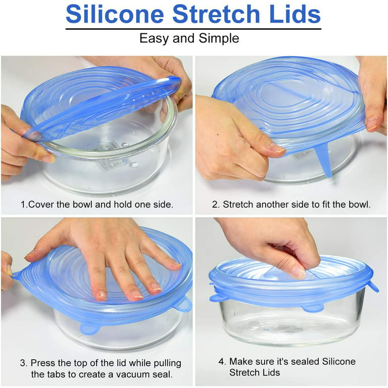 FZFLZDH 6pcs Silicone Stretch Food Covers, Platinum Food Grade Silicone,  BPA-Free, Flexible, Reusable, Durable & Expandable, Eco-Friendly Bowl Lids,  White 