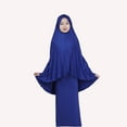 thumbnail image 2 of Tbopshirt Women's 2 Piece Outfits Muslim Arab Middle Teen Girl Solid Color Dress Two-Piece Suit Wide Leg Pants, 2 of 5