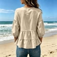 thumbnail image 6 of Trikvn Summer Tops for Women Casual V Neck Babydoll Shirts 3/4 Puff Sleeve Peplum Blouses Tiered Flowy Ruffle Tunic Lightweight Cute Vacation Beach Wear Loose Fit, 6 of 6