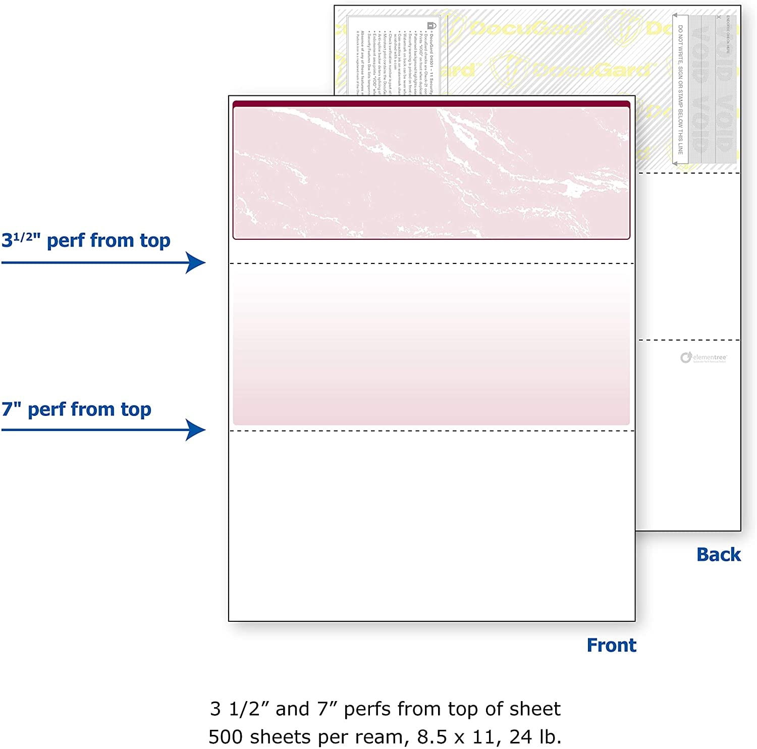 DocuGard Burgundy Marble Top Check, 8.5 x 11 Inches, 24 lb, 500 Sheets, 1 Check Per Sheet 04503