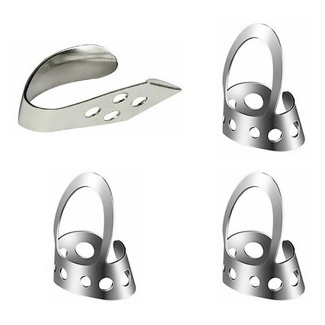 4PCS Thumb Pick Hollowed Adjustable Thumb Index Ring Middle Finger Plectrum