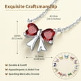 thumbnail image 5 of FindChic Bow Necklace for Women, Synthetic Garnet Birthstone Necklaces Bow Heart Cubic Zirconia Pendant Birthday Mothers Day Jewelry Gifts Her Wife Lady Adults Ideas, 5 of 9