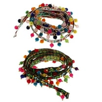 QccHieUs 2Pcs 1 Yard Colorful Tassel Fringe Lace Trim Ribbons Sewing Cloth DIY Crafts