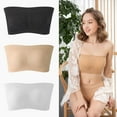 thumbnail image 3 of Women Strapless Bandeau Bra Seamless Bralettes Stretchy Chest Wrap Bandeau Crop Tube Top Removable Padding Bra, 3 of 10