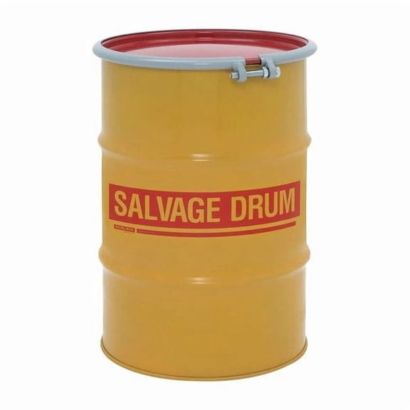 Open Head Transport Drum, Steel, 30 gal, Unlined, Yellow