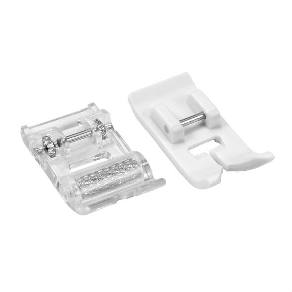 OWNTIDE 2-Pc Roller & Non-Stick Teflon Presser Foot Set for Low Shank Snap-On Sewing Machines: Singer, Brother, Janome, Juki, Babylock, Elna, Kenmore