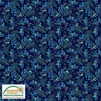 Stof Fillippa's Line Flower Wreaths Navy Cotton Fabric By The Yard