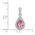 thumbnail image 2 of 925 Sterling Silver Rhodium Plated Pink and Clear Cubic Zirconia Pendant Necklace Pendant for Women, 2 of 2