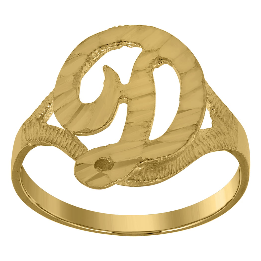 JewelryWeb - 10k Yellow Gold Womens Initial D Ring - 1.8 Grams ...