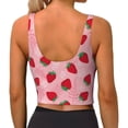 thumbnail image 3 of Vsdgher Strawberry Print Women Sleeveless Athletic Tank Top Built-in Bra Camisole Sports Vest for Yoga Running Fitness Exercise with Removable Pads, 3 of 8