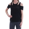 thumbnail image 2 of bar III Womens Cutout Off the Shoulder Blouse, Black, X-Small, 2 of 3
