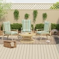 thumbnail image 3 of Jordan Manufacturing 38" x 21" Mamba Pelican Turquoise Stripe Rectangular Outdoor Wrought Iron Chair Cushion with Ties and Hanger Loop, 3 of 13