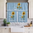 thumbnail image 4 of 3 Piece Kitchen Curtains and Valances Set Light Blue Sunshine Sunflower Cafe Curtains 24 Inch Length Pastoral Bees Farmhouse Floral Valance & Tier Curtain for Living Room Bedroom 54"x18"+27"x24"*2, 4 of 6