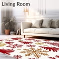 thumbnail image 2 of ODIKA 2'x3' Machine Washable Non-Slip Area Rug, Classic Yuletide Snowflake Array with Stylized Evergreen High Traffic Rug, Red, 611422, 2 of 7
