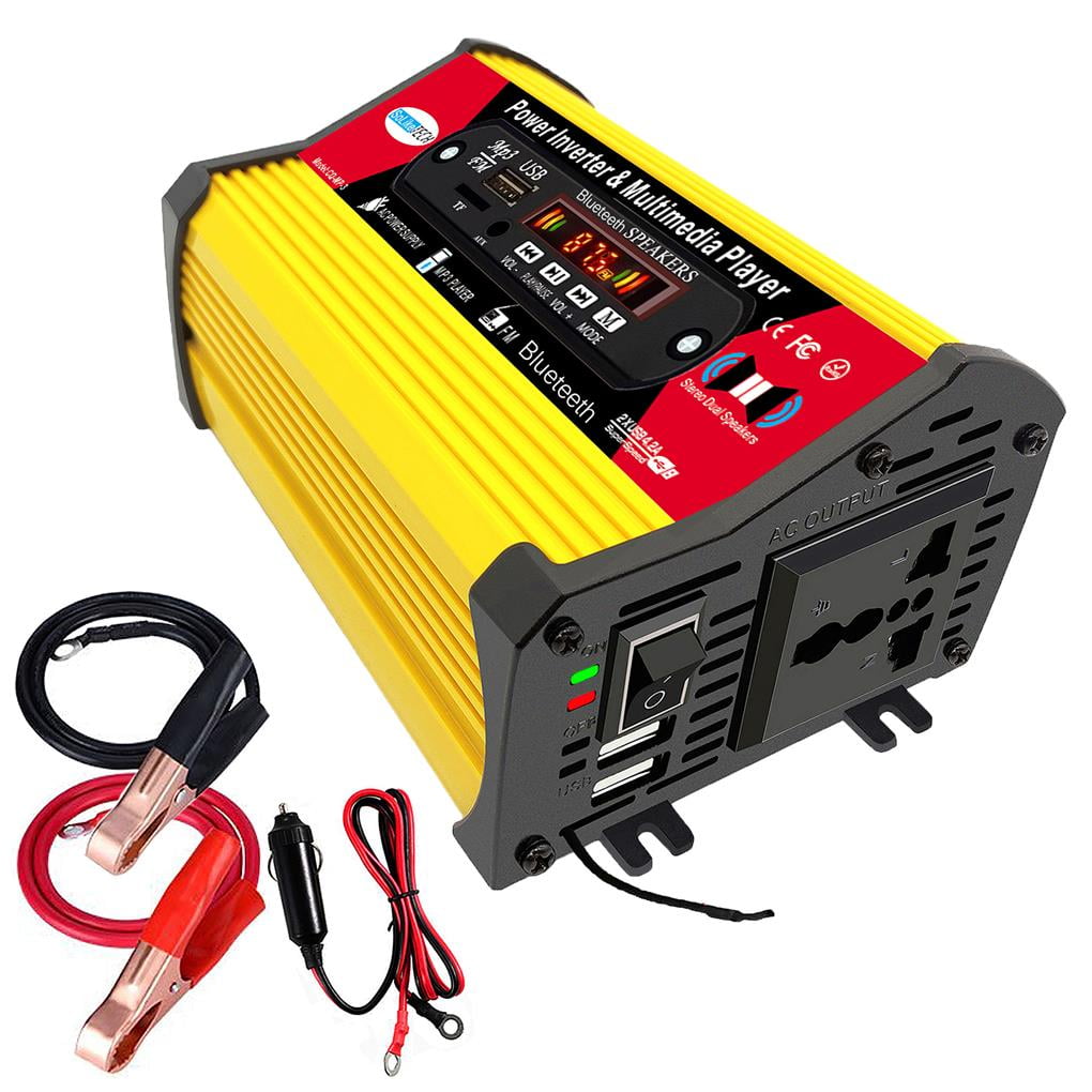 12V110V Car Power Inverter & Multimedia Player Dual USB + AC Socket