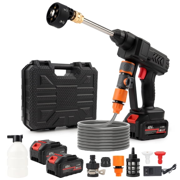 900 PSI Cordless Pressure Washer  ,Portable Handheld Power Washer ,  2 x 2.0 Ah Batteries, 6-in-1 Swivel Nozzle, 16.4FT Hose,for Car Yard Fence Wall Cleaning and Garden Irrigation