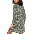 thumbnail image 2 of joogoo Candy Canes Women's Long Sleeve Nightgown Sleepwear L, 2 of 8