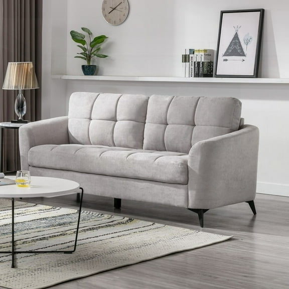 Callie 79" Light Gray Woven Fabric Sofa with Pocket Coil Seating & 62" Seat Width
