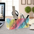 thumbnail image 4 of Rainbow Lines Acrylic Pencil Pen Holder Cup 4 Compartments Desktop Organiser 7.87"x2.78"x3.54", 4 of 7