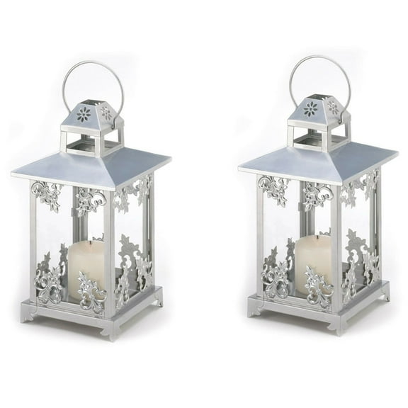 Gallery Of Light Silver Scrollwork Candle Lantern
